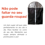 Capa Protetora P/ Terno Protetor de Roupa Vestido C/ Zíper Cor Preto Visor Lateral