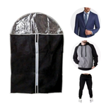Capa Protetora P/ Terno Protetor de Roupa Vestido C/ Zíper Cor Preto Visor Lateral