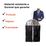 Capa Protetora P/ Terno Protetor de Roupa Vestido C/ Zíper Cor Preto Visor Lateral