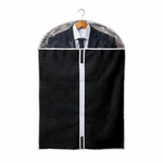 Capa Protetora P/ Terno Protetor de Roupa Vestido C/ Zíper Cor Preto Visor Lateral