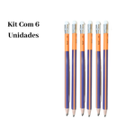 Lápis Big HB Triangular Kit 6 Unidades Com Borracha Resina