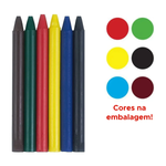 Kit 25 Giz de Cera 6 Cores Infantil Escolar 