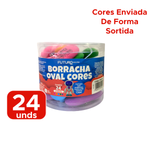 Kit Com 24 Borrachas Oval Colorida Para Escola Escritorio Revenda Sortido