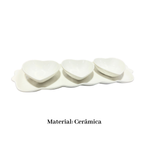 Petisqueiras Coração Cerâmica  4 Peças - Mesa Posta e Decoração