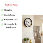 Relógio De Parede Redondo Clássico Sala Cozinha e Escritório 24,6cm Envio Rápido