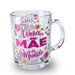 Caneca Mãe 320ml Vidro Presente Dia das Mães Xícara Para Café Chá Decorativa