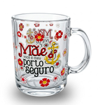 Caneca Mãe 320ml Vidro Presente Dia das Mães Xícara Para Café Chá Decorativa