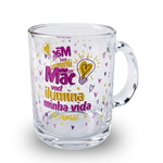 Caneca Mãe 320ml Vidro Presente Dia das Mães Xícara Para Café Chá Decorativa