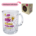Caneca Mãe 320ml Vidro Presente Dia das Mães Xícara Para Café Chá Decorativa
