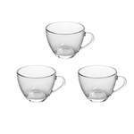 Jogo Com 3 Xícaras Em Vidro 230ml Kit 3 Canecas Para Chá Café Louças