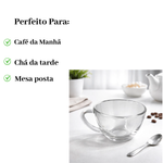 Jogo Com 3 Xícaras Em Vidro 230ml Kit 3 Canecas Para Chá Café Louças