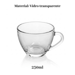 Jogo Com 3 Xícaras Em Vidro 230ml Kit 3 Canecas Para Chá Café Louças