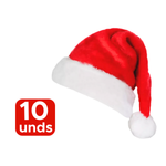 Kit Com 10 Gorros De Papai Noel De Veludo Vermelho Touca Elegância De Natal