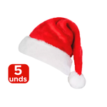 Kit Com 5 Gorros De Papai Noel De Veludo Vermelho Touca Elegância De Natal
