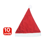 Kit Com 10 Gorros De Papai Noel De Feltro Vermelho Touca Elegância De Natal