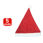 Kit Com 5 Gorros De Papai Noel De Feltro Vermelho Touca Elegância De Natal