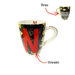 Kit Com 5 Canecas Cerâmica 330ml Frases Dizeres Presente Café Chá Sortidas