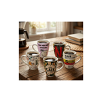Kit Com 5 Canecas Cerâmica 330ml Frases Dizeres Presente Café Chá Sortidas