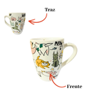 Kit Com 5 Canecas Cerâmica 330ml Frases Dizeres Presente Café Chá Sortidas