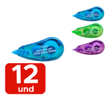 Kit 12 Fitas Corretivas Branca 5mm x 6m Sortidas Escolar