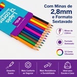 Kit 24 Pacotes de Lapis de Cor 12 Cores Sextavado Atacado 