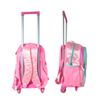Kit Mochila de Rodinha e Costas + Lancheira + Estojo Infantil  Debie Doce Rosa