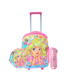 Kit Mochila de Rodinha e Costas + Lancheira + Estojo Infantil  Debie Doce Rosa