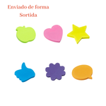 Kit com 6 Mini  Blocos de Anotações Formas Adesivo Neon Soul Smart Notes