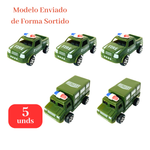 Kit com 5 Carrinhos Infantil Tropa Militar a Fricção Prenda Festa