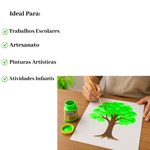 Kit 12 Tintas Guache 15ml Verde Folha Escolar Artesanato Pintura