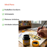 Kit 12 Tintas Guache 15ml Preto Escolar Artesanato Pintura