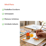 Kit 12 Tintas Guache 15ml Laranja Escolar Artesanato Pintura