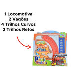 Brinquedo Trenzinho Infantil Pilha Para Menino E Menina Brinquedo Educativo De Trem Para Crianças 9 Peças