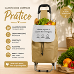 Carrinho De Compras Feira Supermercado com Rodas Dobrável Suporta 30 Kg 