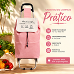 Carrinho De Compras Feira Supermercado com Rodas Dobrável Suporta 30 Kg 