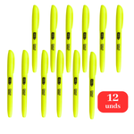 Kit Com 12 Marca Texto Fluorescente Amarelo Grifa Para Escola
