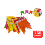 Kit 150 Metros Bandeirinhas Festa Junina De Papel Seda São João Caipira Colorida
