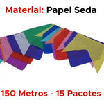 Kit 150 Metros Bandeirinhas Festa Junina De Papel Seda São João Caipira Colorida
