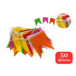 Kit 50 Metros Bandeirinhas Festa Junina De Papel Seda São João Caipira Colorida