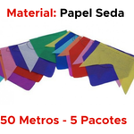 Kit 50 Metros Bandeirinhas Festa Junina De Papel Seda São João Caipira Colorida