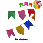 Kit 50 Metros Bandeirinhas Festa Junina De Papel Seda São João Caipira Colorida