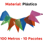Kit 100 Metros Bandeirinhas Festa Junina Plástico São João Colorida