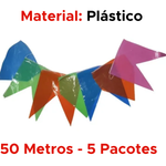 Kit 50 Metros Bandeirinhas Festa Junina Plástico São João Colorida
