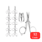 Kit 12 Tesouras Dobráveis Portáteis Aço Inox Mini Tesoura De Bolso
