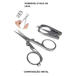 Kit 12 Tesouras Dobráveis Portáteis Aço Inox Mini Tesoura De Bolso