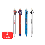 Kit 4 Canetas Apagáveis Futebol Escolar Papelaria
