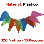 Kit 120 Metros Bandeirinhas Festa Junina Plástico São João Colorida