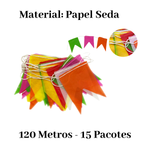 Kit 120 Metros Bandeirinhas Festa Junina Papel Seda São João Colorida