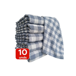 Kit Com 10 Sacos Xadrez Alvejado Multiuso Cozinha Limpeza