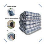 Kit Com 10 Sacos Xadrez Alvejado Multiuso Cozinha Limpeza